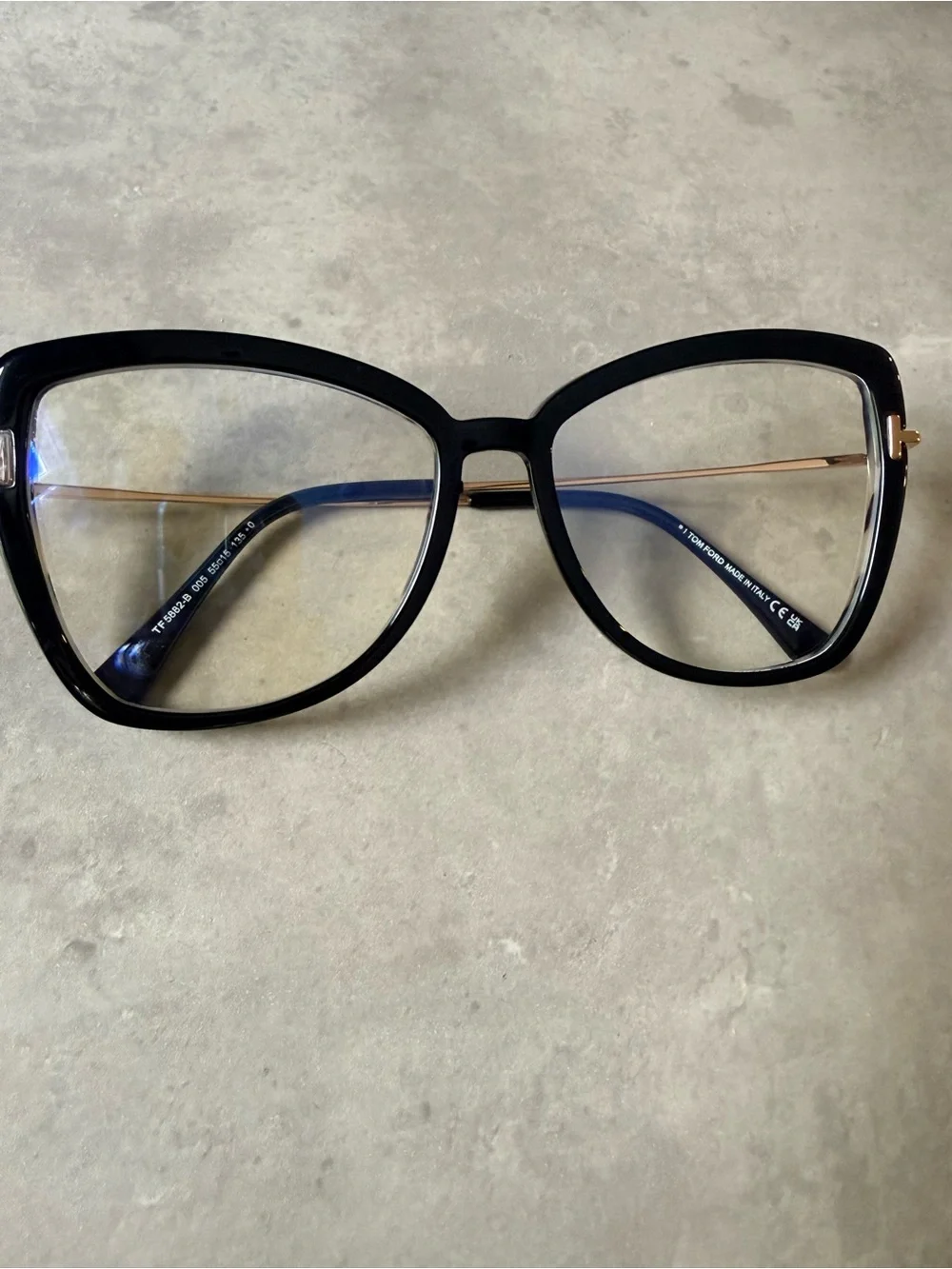 Tom Ford Black Cat-Eye Glasses with Blue Light Blocking Lenses ****New